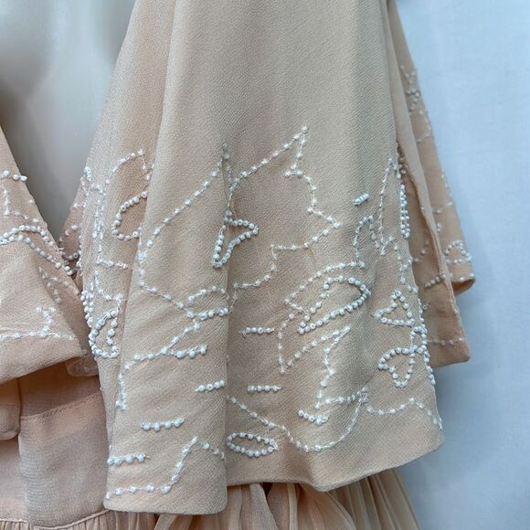 Free People Sylvia peach beaded wrap mini dress size small EUC - Picture 8 of 13